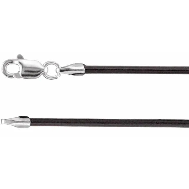 Sterling Silver 1.5mm Black Leather Cord