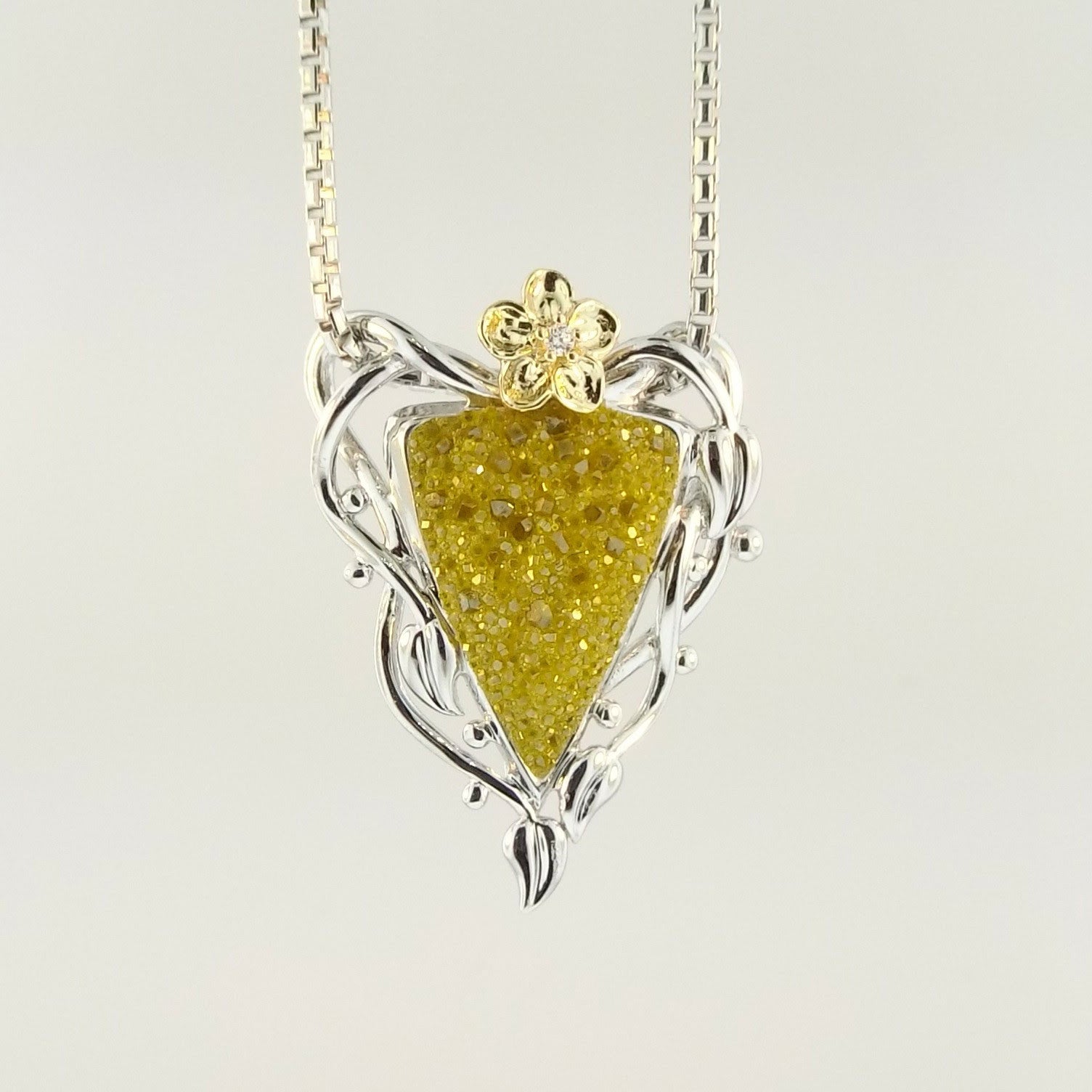 Golden Flower Triangle Pendant