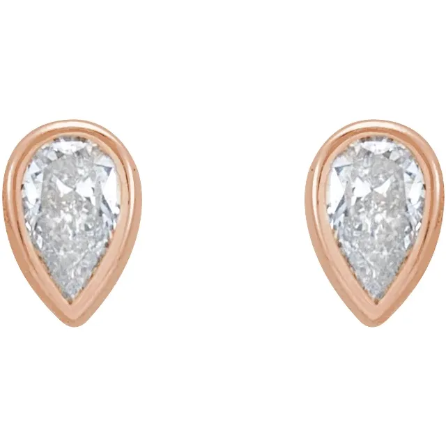 Diamond Pear Bezel Studs
