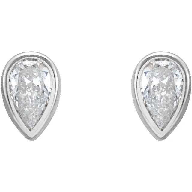 Diamond Pear Bezel Studs